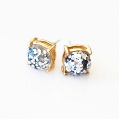 Silver Glitter Earrings